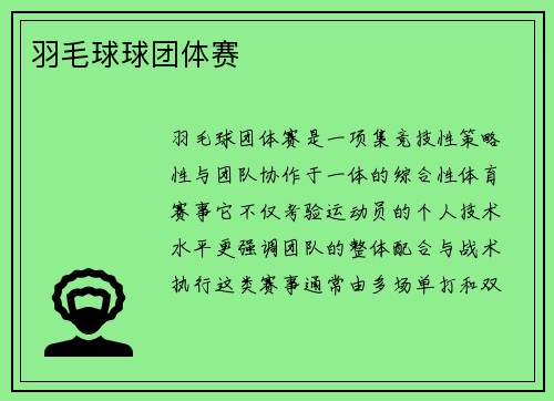 羽毛球球团体赛